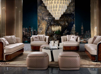 Canapé 3 places Beige Salon Design Moderne Canapés de luxe Canapé en cuir neuf